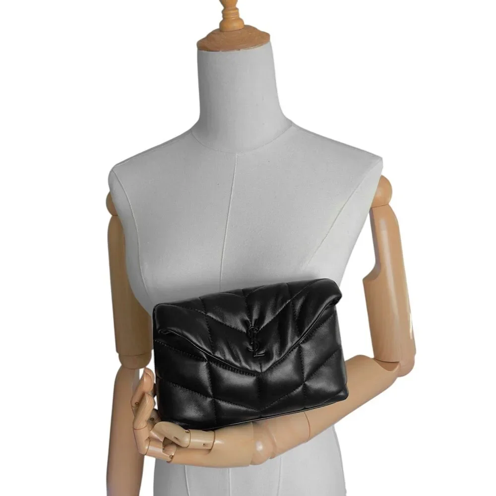 Lou Puffer Small Lambskin Leather Clutch Bag - Picture 11 of 11